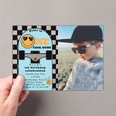 One Cool Dude 1st First Birthday Skateboard Photo アクリル招待状 (インサイチュ (ポータブル))
