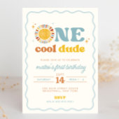 One Cool Dude Retro Sun First Birthday Invitation 招待状