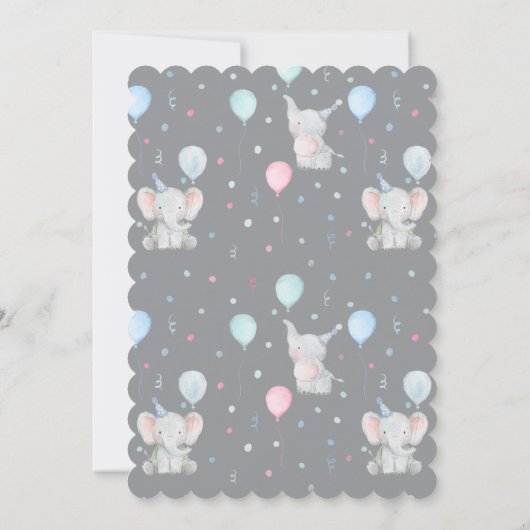 One Cute Baby Elephant 1st Birthday Party 招待状 (裏面)