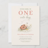 One Cute Bug 1st Girl's Birthday Party 招待状 (正面)