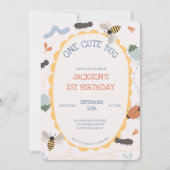 One Cute Bug Insect Garden First Birthday 招待状 (正面)