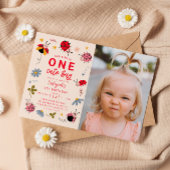 ONE Cute Bug Ladybug 1st Birthdayパーティー写真 招待状