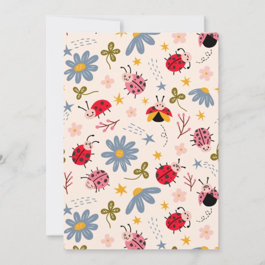 ONE Cute Bug Ladybug 1st Birthdayパーティー 招待状 (裏面)