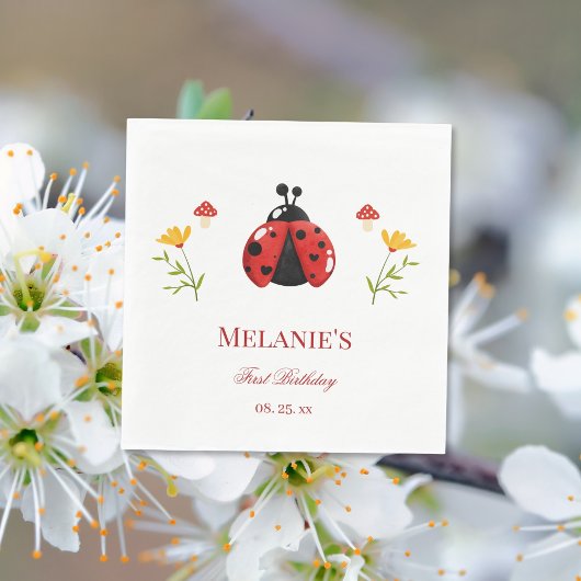 One Cute Bug Ladybug 1st Birthday Paper Napkin スタンダードランチョンナプキン