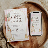 One Cute Chick Birthday This Chick is One 招待状