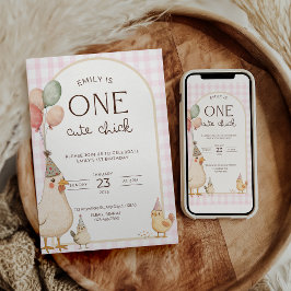 One Cute Chick Birthday This Chick is One 招待状
