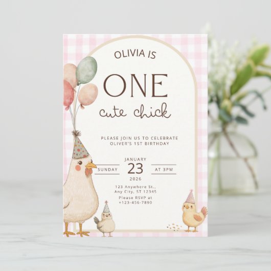 One Cute Chick Birthday This Chick is One 招待状 (スタンド正面)