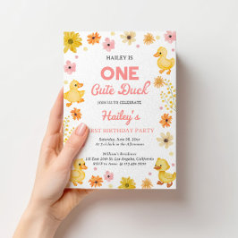 One Cute Duck First Birthday Invitation 招待状