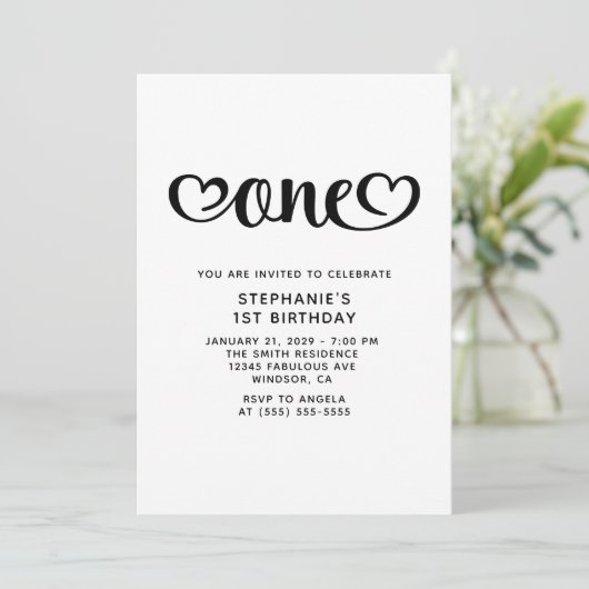 One Cute Hearts Script 1st Birthday 招待状 (スタンド正面)