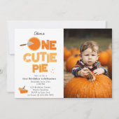One Cutie Pie Invite 1st First Birthday Cute Photo 招待状 (正面)
