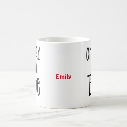 One Day At A Timeブラックタイポグラフィ引用文名 コーヒーマグカップ (中央)