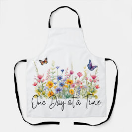 One Day at a Time Inspirational Quote Wildflowers エプロン