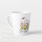 One Day at a Time Inspirational Quote Wildflowers カフェラテマグ (左アングル)