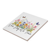 One Day at a Time Inspirational Quote Wildflowers タイル (側面)