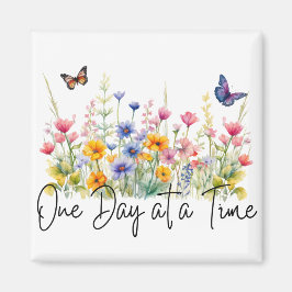 One Day at a Time Inspirational Quote Wildflowers マグネット