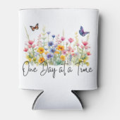 One Day at a Time Inspirational Quote Wildflowers 缶クーラー (正面)