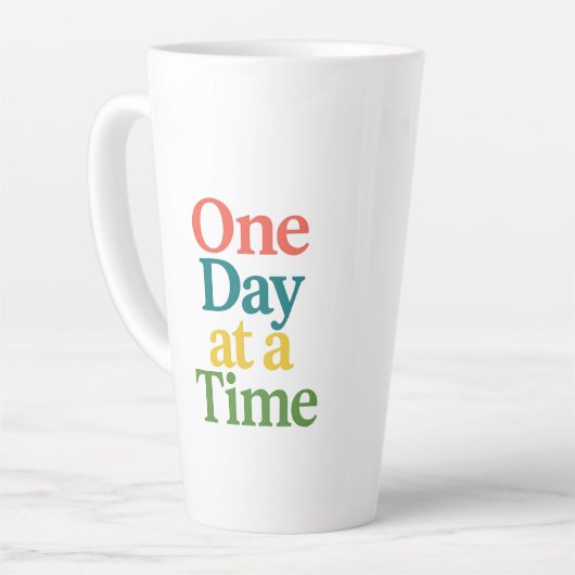 One Day at a Time Motivational Latte Mug カフェラテマグ (左アングル)