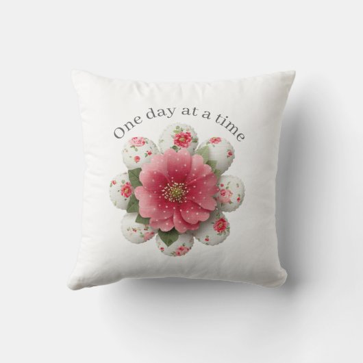 One Day at a Time Throw Pillow Affirmation クッション (裏面)