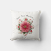 One Day at a Time Throw Pillow Affirmation クッション (正面)