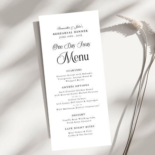 One Day Away Modern Elegant  Rehearsal Dinner メニュー