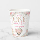 One-Deer-Ful 1st Birthday Girl Pink Fawn  紙コップ (正面)