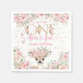 One-Deer-Ful 1st Birthday Girl Pink Fawn Paper スタンダードカクテルナプキン (正面)