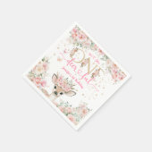 One-Deer-Ful 1st Birthday Girl Pink Fawn Paper スタンダードカクテルナプキン (角)