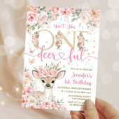 One-Deer-Ful 1st Birthday Girl Pink Invitation 招待状