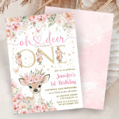 One-Deer-Ful Birthday Girl Pink Gold Invitation 招待状