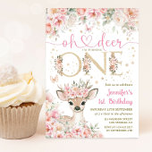 One-Deer-Ful Birthday Girl Pink Gold Invitation 招待状