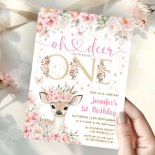 One-Deer-Ful Birthday Girl Pink Gold Invitation 招待状