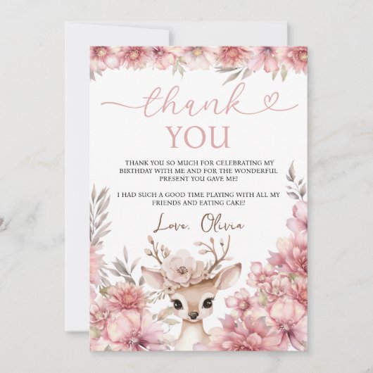 One-deer-ful Thank You Card 招待状 (正面)