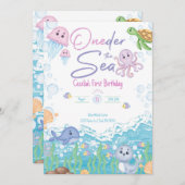 One-der the Sea Pastel Birthday Invitation 招待状 (正面/裏面)