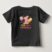 ONE-derful バースデーバルーン - 1歳の誕生日 ベビーTシャツ (裏面)