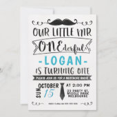 ONE-derful Birthday Invitation暗藍色の氏 招待状 (正面)