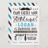 ONE-derful Birthday Invitation暗藍色の氏 招待状 (正面/裏面)