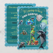 One-derful Day Flat Scalloped Birthday Invitation 招待状 (正面/裏面)