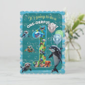 One-derful Day Flat Scalloped Birthday Invitation 招待状 (スタンド正面)