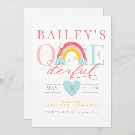 ONE derful, First birthday, Rainbow, ONE，虹 招待状 (正面/裏面)