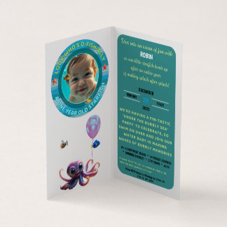 One-derful Party Custom Vertical Birthday Invite 名刺