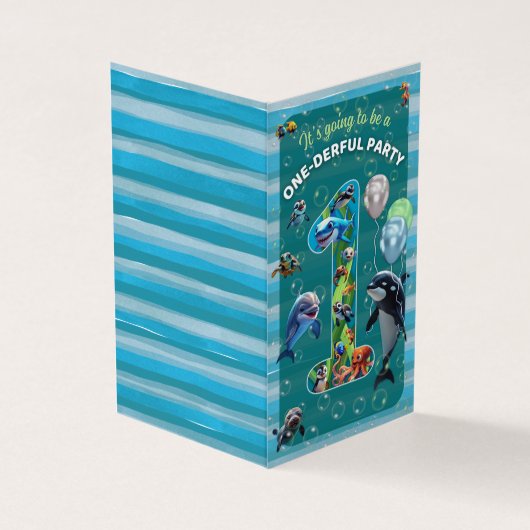 One-derful Party Custom Vertical Birthday Invite 名刺 (外部)