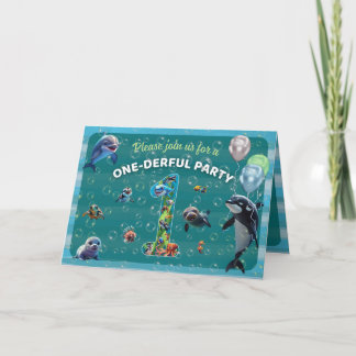 One-derful Party Folded Horizontal Invitation 招待状