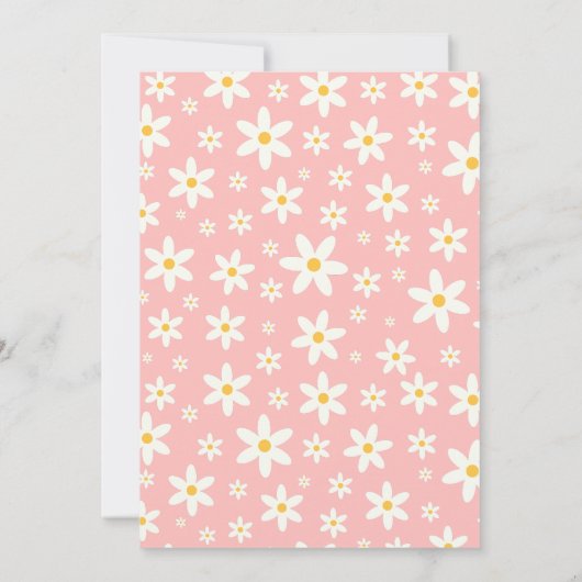 ONE-derful Pink Daisy 1st Birthday 招待状 (裏面)