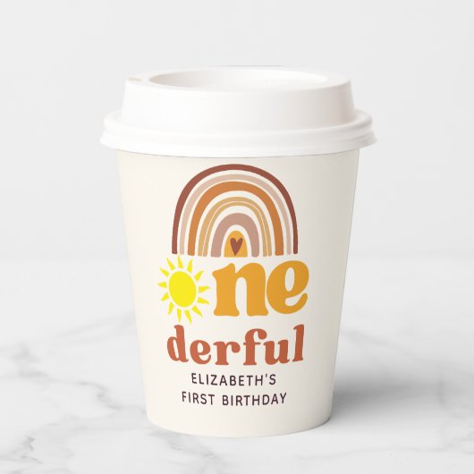 One - Derful Retro First Birthday with Boho Style 紙コップ (裏面)
