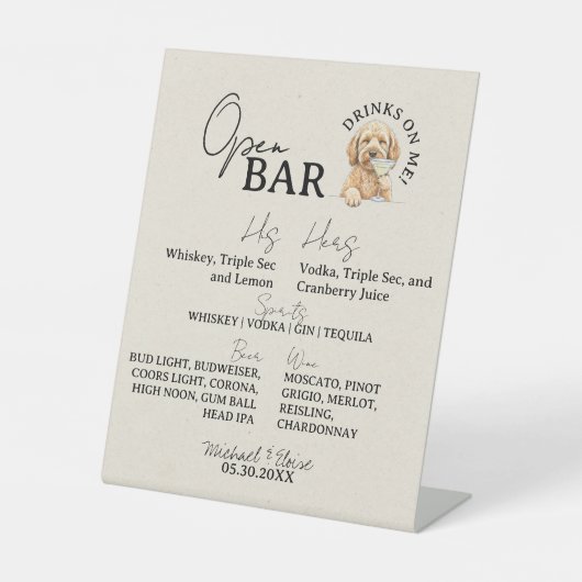 One Dog Wedding Couple Signature Drink Open Bar 台座サイン (正面)