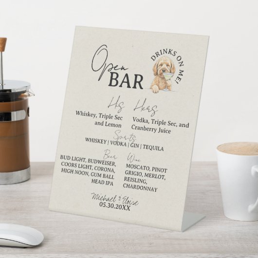 One Dog Wedding Couple Signature Drink Open Bar 台座サイン (インサイチュ)