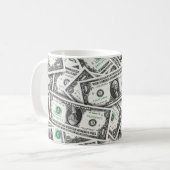 One Dollar Bill Pattern コーヒーマグカップ (正面左)
