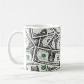 One Dollar Bill Pattern コーヒーマグカップ (左)