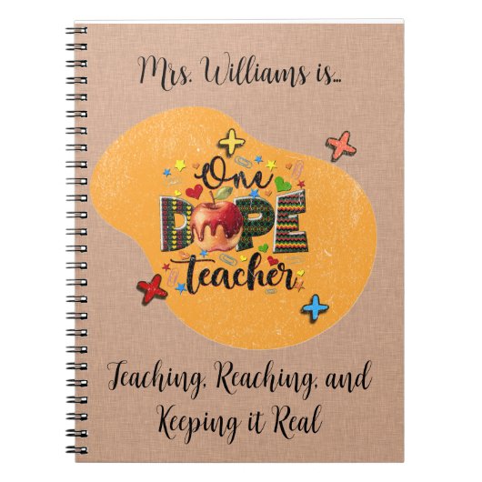 One Dope Teacher Custom Journal ノートブック (正面)