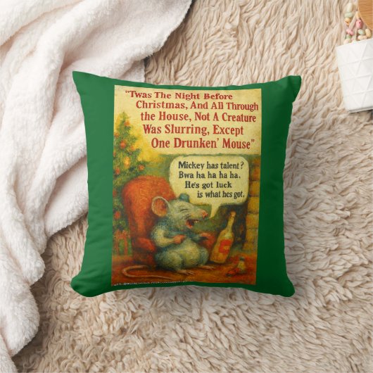 One Drunken' Mouse – Christmas Card Chaos クッション (ブランケット)